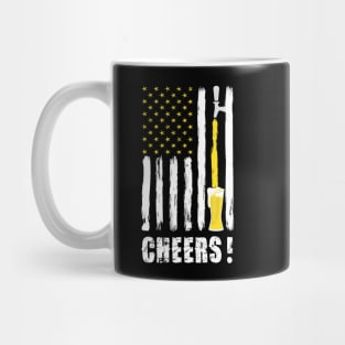 Craft Beer American Flag USA T-Shirt, 4th July CHEERS T-Shirt Mug